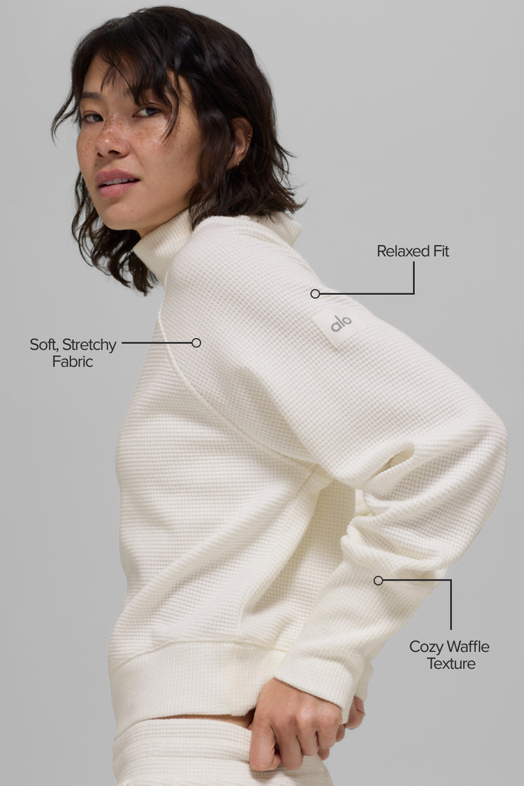 Waffle Weekend Escape high-neck long-sleeve sweater (NEW)