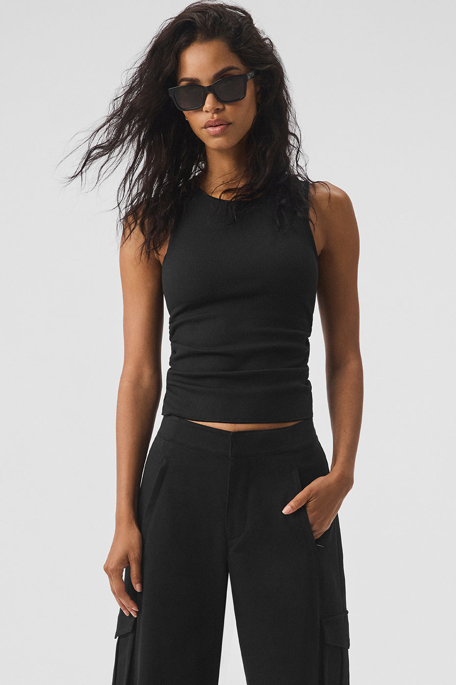 Ribbed V-cut tank top