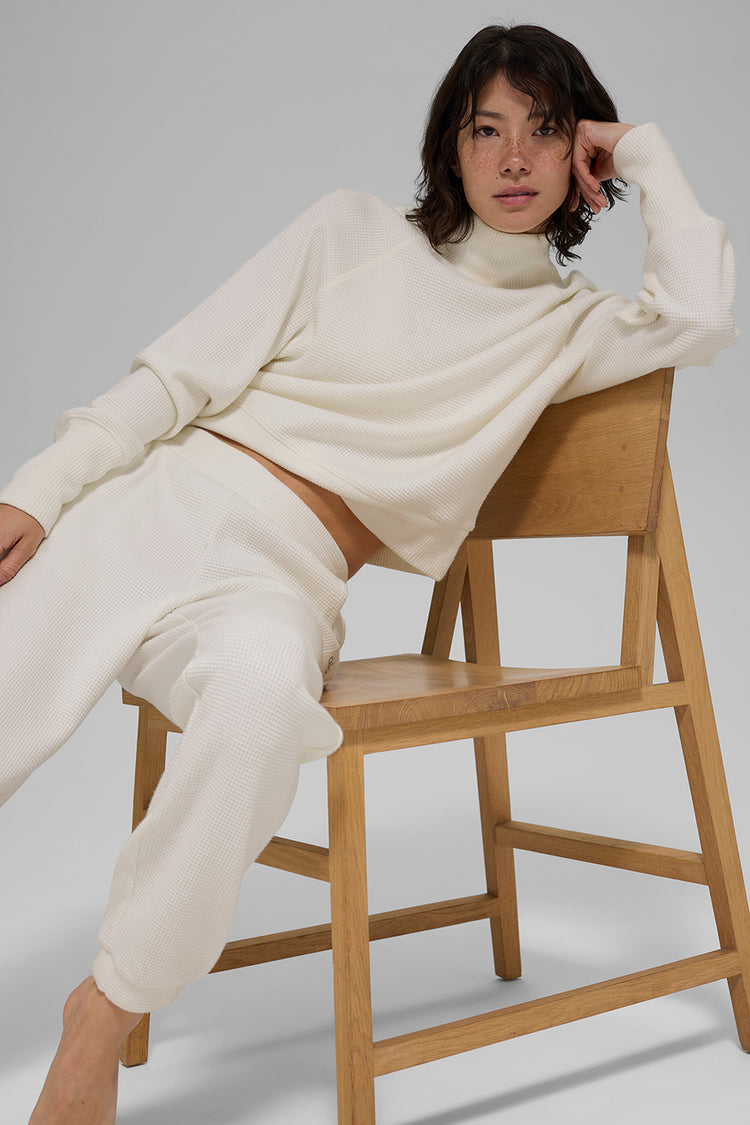 Waffle Weekend Escape high-neck long-sleeve sweater (NEW)
