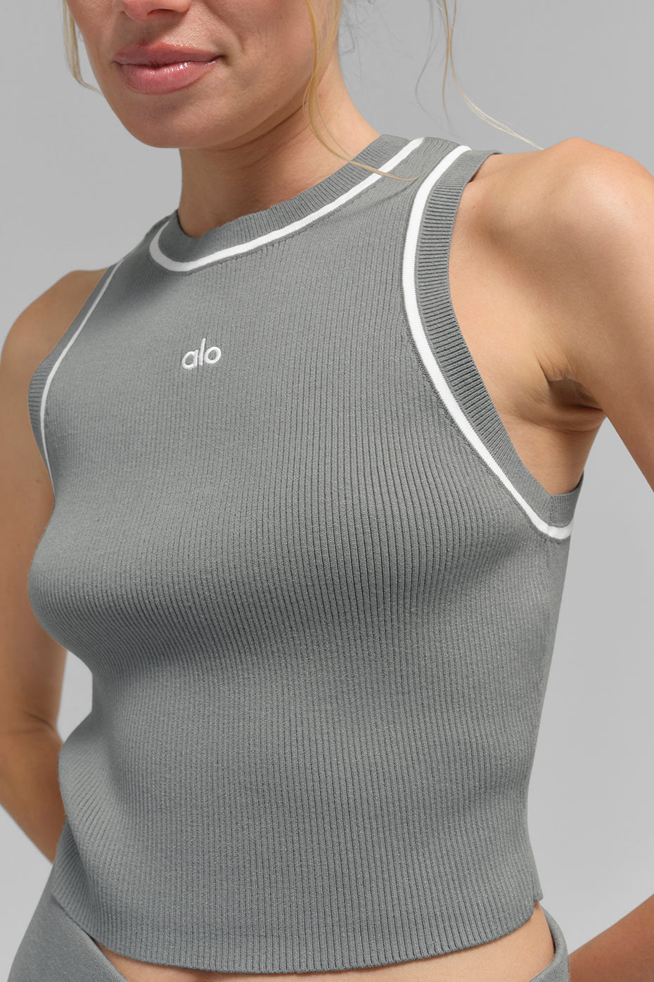 Highline ribbed knit cropped tank top