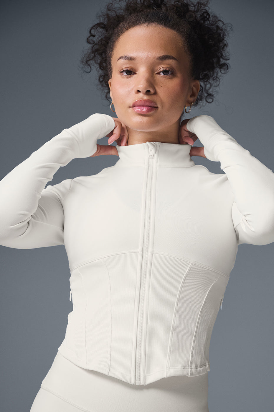 Airbrushed full-zip corset jacket