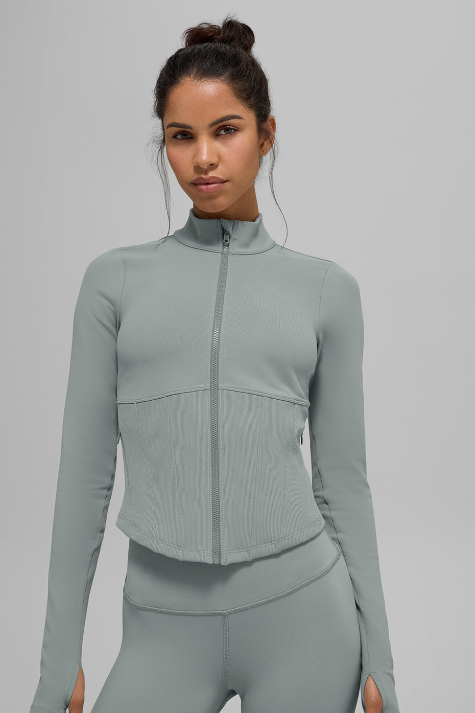 Airbrushed full-zip corset jacket